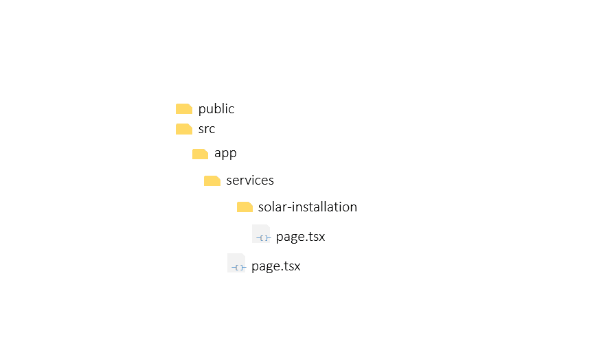 created solar-installation folder in the services directory of a sample Next.js 15 project folder structure