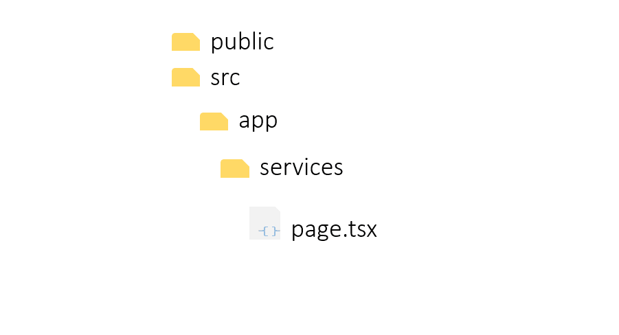 page.tsx file in the services folder (route) contained in the app directory of a Next.js 15 project folder structure (App Router)