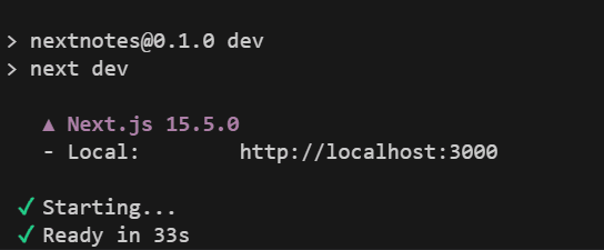 successfully started the development server for the Next.js project